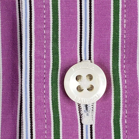 Polo Ralph Lauren Oxford Men's 2XL 120's Poplin Pink Stripe LS Button Down Shirt - Picture 5 of 10